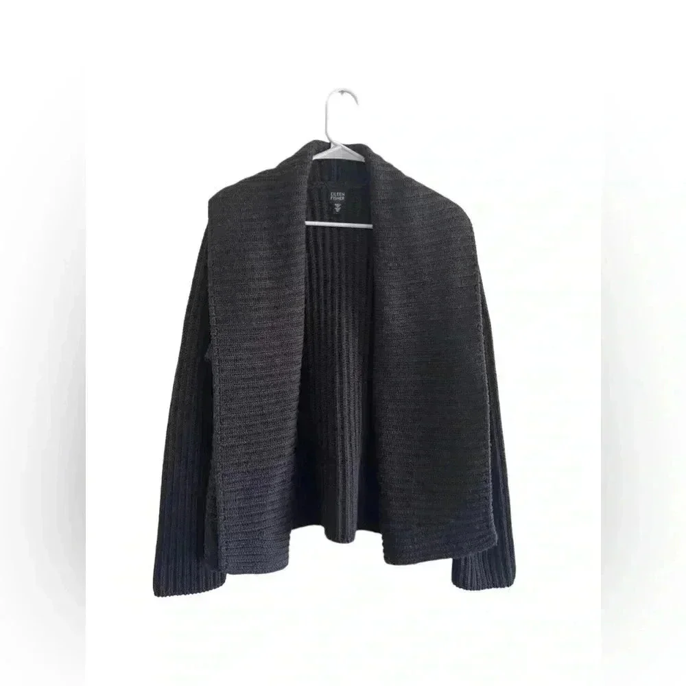 Eileen Fisher Open Front Wool Cardigan - Size M